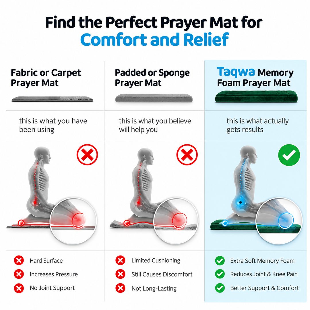 TAQWA ORTHOPEDIC MEMORY FOAM PRAYER MAT | PACK OF 3 | FREE DELIVERY