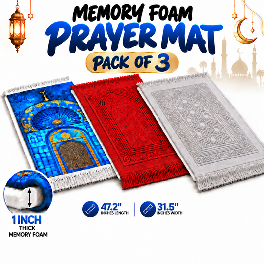 TAQWA ORTHOPEDIC MEMORY FOAM PRAYER MAT | PACK OF 3 | FREE DELIVERY